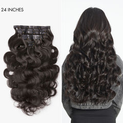 Soft Body Wave Seamless Clip in Extensions Real Human Hair Pieces 135g 9pcs / 7pcs with Free Gift