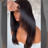 Black 180% Density Layered Cut Glueless 5x5 Closure Lace Wig Pre-Plucked Hairline - US Only