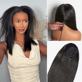Luvme Too Easy Textureâ„¢ Wig 180% Density Yaki Straight Glueless Flexi-Fit Drawstring 3-In-1 Half Wig Human Hair