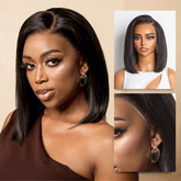 NatureMAXâ„¢ Silky Blunt Cut Bob Glueless Ear-to-ear 13x4 HD Lace Front Wig Pre-Cut Lace Flexi-Fit Drawstring Cap
