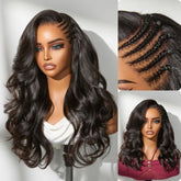 Readitressâ„¢ Side Braided Yaki Body Wave Glueless Ear-to-ear 13x6 Frontal HD Lace Wig Human Hair Flexi-Fit Drawstring Cap