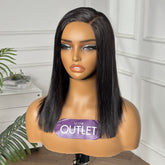 Outlet | Natural Black Glueless Minimalist Lace Bob Wig Pre-cut Lace 100% Human Hair