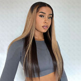 Blonde Highlights Straight Glueless Undetectable Transparent 13x4 Lace Frontal Wig - US Only