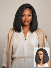 3-In-1 Half Wig 180% Density Kinky Straight Bob Glueless Flexi-Fit Drawstring Wig