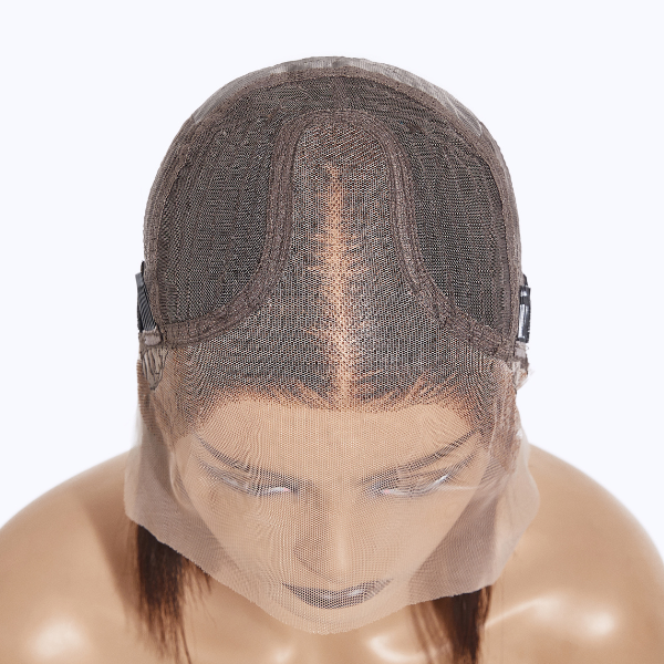 Ombre Caramel Brown Mid Part Glueless Minimalist Lace Bob Wig 100% Human Hair | Fits All Face Shapes
