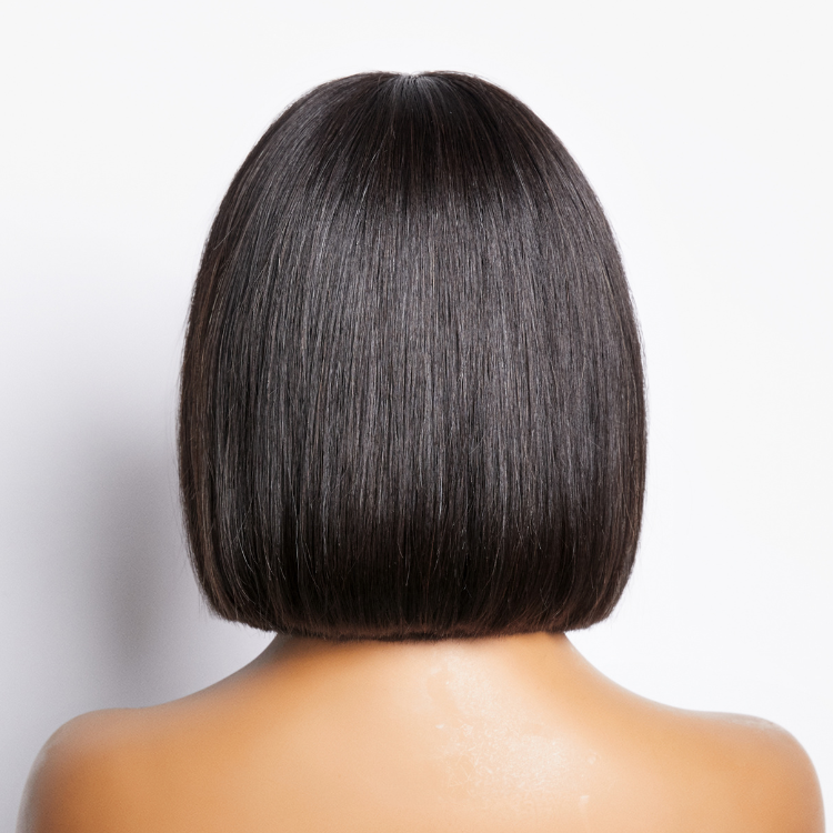 Beginner Friendly Glueless Silky Straight Bob Wig With Bangs Face-Framing