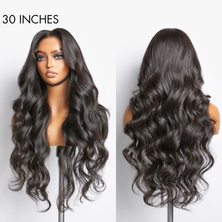 Luvme Hair 180% Density | Natural Black Loose Body Wave 5x5 Closure HD Lace Glueless Mid Part Long Wig | Large & Small Cap Size - US Only