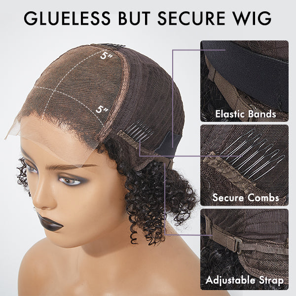 Purple Highlights Glueless 5x5 Closure HD Lace Bob Wig | Large & Small Cap Size