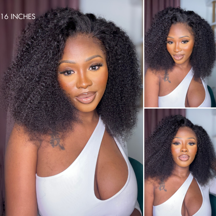 Afro Curly 13x4 Frontal HD Lace Glueless Free Part Long Wig 100% Human Hair | Large & Small Cap Size- US Only
