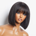 Beginner Friendly Yaki Straight Blunt Cut Bob with Bangs Glueless Minimalist Lace Wig - US Only