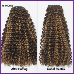 Seamless Brown Highlight Deep Wave Clip in Hair Extensions 135g 9pcs / 7pcs with Free Gift