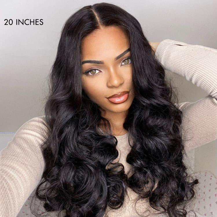 Luvme Hair 180% Density | Natural Black Loose Body Wave 5x5 Closure HD Lace Glueless Mid Part Long Wig | Large & Small Cap Size - US Only