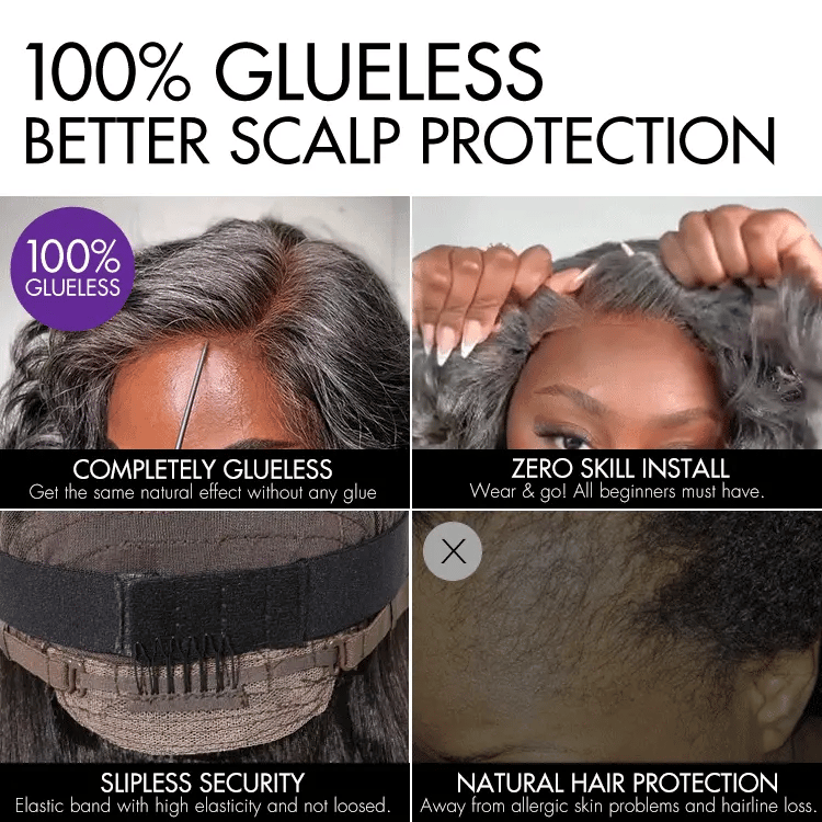 Layered Blowout Salt and Pepper Glueless Grey Wig Minimalist HD Lace Shoulder Length Wavy Wig