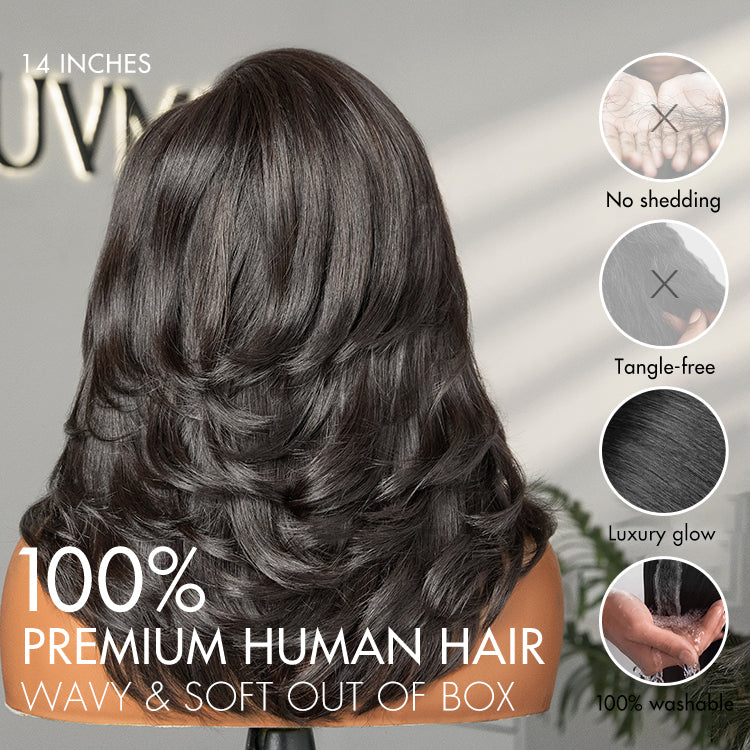 Effortlessly Chic Butterfly Cut Layered Wavy Glueless HD Minimalist Lace Short Wig