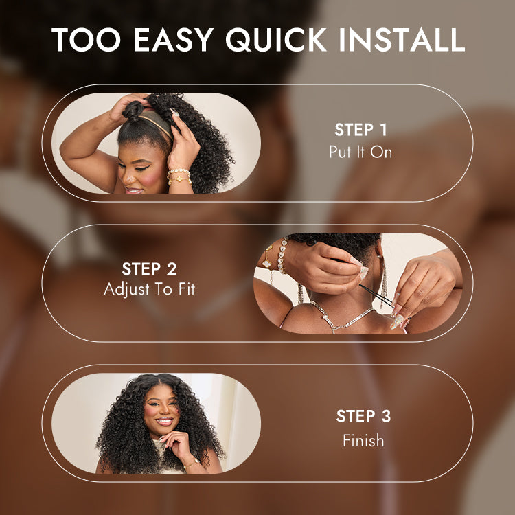 Luvme Too Easy Texture™ Wig 180% Density Yaki Straight Glueless Flexi-Fit Drawstring 3-In-1 Half Wig Human Hair