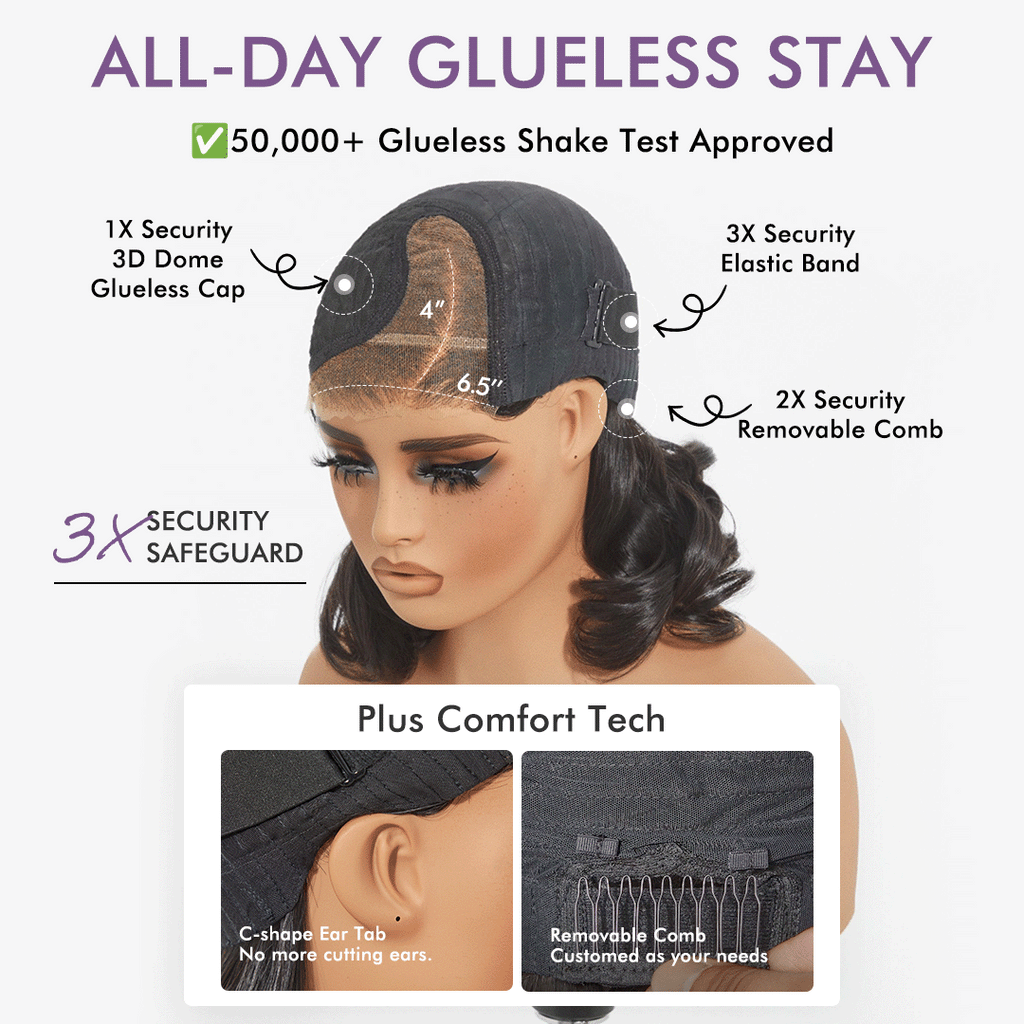Luvme All-Day Comfort™ Wig Blunt Cut Bob Glueless Minimalist HD Lace Short Human Hair Wig Pre-Cut Lace