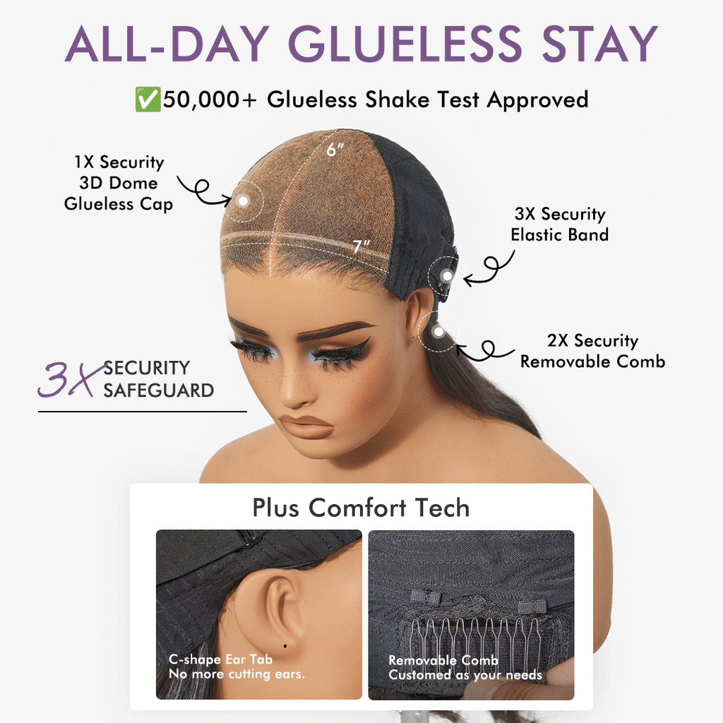 Luvme All-Day Comfort™ Wig 180% Density Ombre Brown Butterfly Cut Layered Light Yaki Straight Glueless 7x6 Closure HD Lace Short Wig Pre-Cut Lace