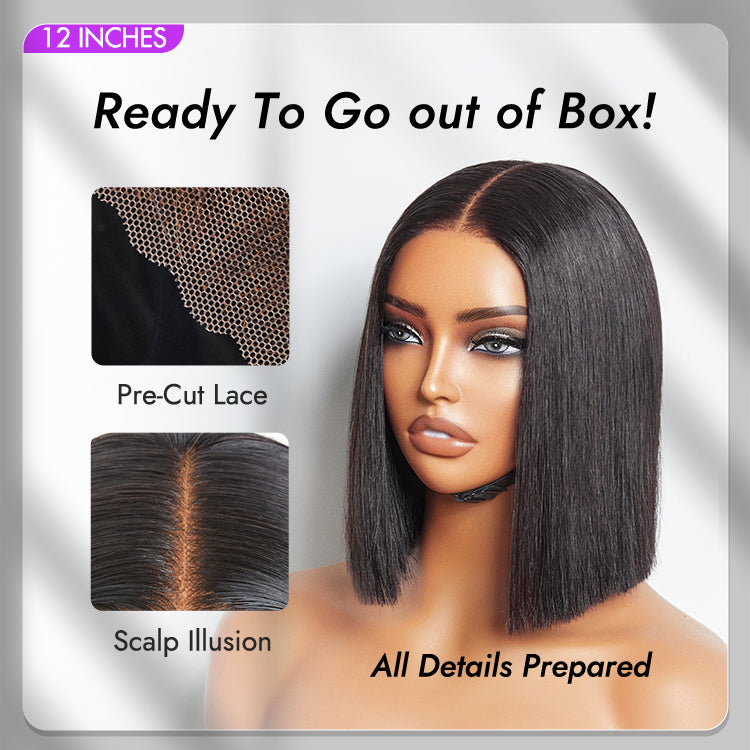 Luvme Hair 180% Density Beginner Friendly Glueless Silky Blunt Cut 4x4 Closure Bob Wig 100% Human Hair | Upgraded 2.0 - US Only