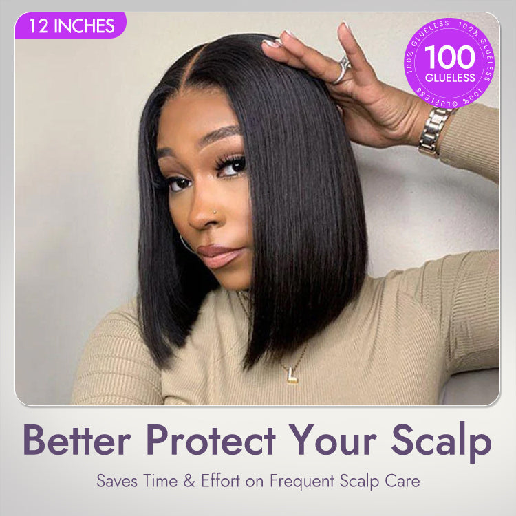 Luvme Hair 180% Density Beginner Friendly Glueless Silky Blunt Cut 4x4 Closure Bob Wig 100% Human Hair | Upgraded 2.0 - US Only