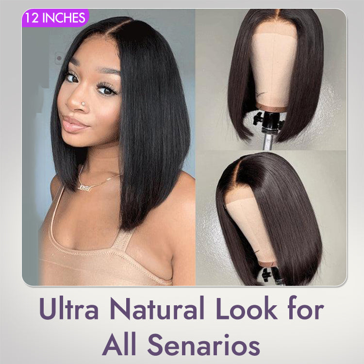 Luvme Hair 180% Density Beginner Friendly Glueless Silky Blunt Cut 4x4 Closure Bob Wig 100% Human Hair | Upgraded 2.0 - US Only