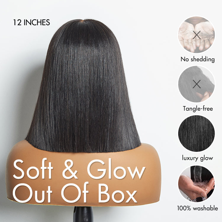 Luvme Hair 180% Density Beginner Friendly Glueless Silky Blunt Cut 4x4 Closure Bob Wig 100% Human Hair | Upgraded 2.0 - US Only
