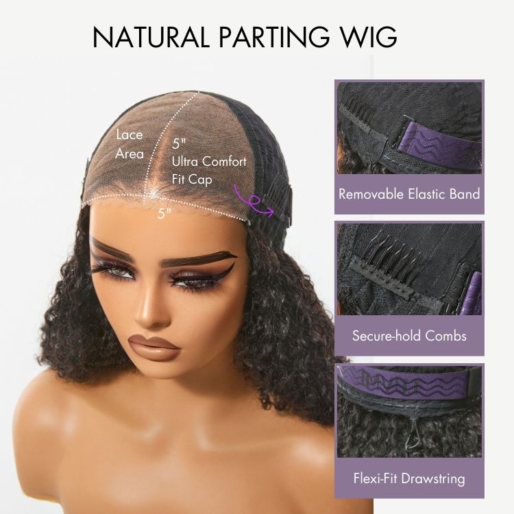 Beginner Friendly 200% Density Glueless 5x5 Closure Pre-Cut Lace Afro Curly Wig