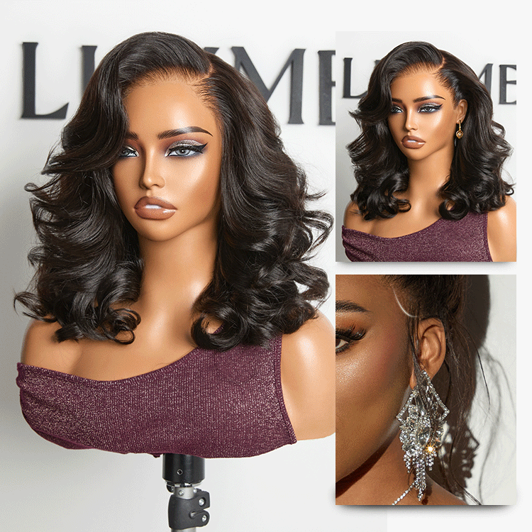 NatureMAX™ 200% Density Ombre Brown / Natural Loose Wave Glueless 13x6 HD Lace Front Shoulder Length Wig Pre-Cut Lace Flexi-Fit Drawstring Cap