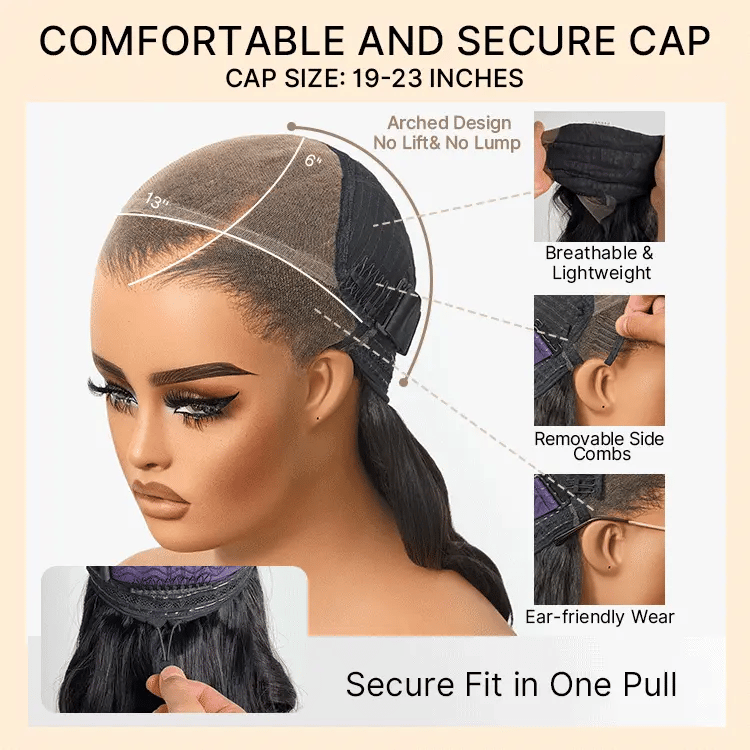 NatureMAX™ 200% Density Ombre Brown / Natural Loose Wave Glueless 13x6 HD Lace Front Shoulder Length Wig Pre-Cut Lace Flexi-Fit Drawstring Cap