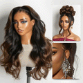 NatureMAX™ 200% Density Ombre Brown / Natural Black Loose Wave Glueless 13x6 / 13x4 HD Lace Front Wig Human Hair Pre-Cut Lace Flexi-Fit Drawstring Cap