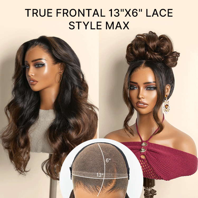 Luvme Hair-NatureMAX™ 200% Density Ombre Brown / Natural Black Loose Wave Glueless 13x6 / 13x4 HD Lace Front Wig Human Hair Pre-Cut Lace Flexi-Fit Drawstring Cap