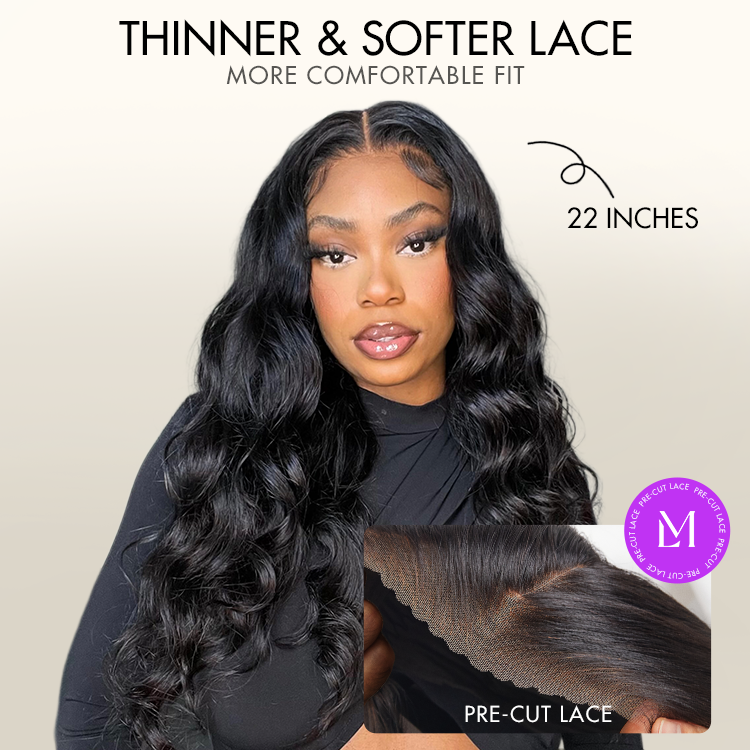 Luvme Hair 180% Density | Natural Black Loose Body Wave 5x5 Closure HD Lace Glueless Mid Part Long Wig | Large & Small Cap Size - US Only