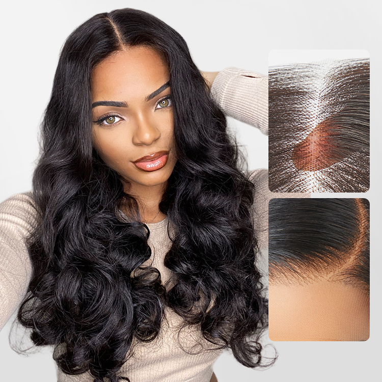 Luvme Hair 180% Density | Natural Black Loose Body Wave 5x5 Closure HD Lace Glueless Mid Part Long Wig | Large & Small Cap Size - US Only