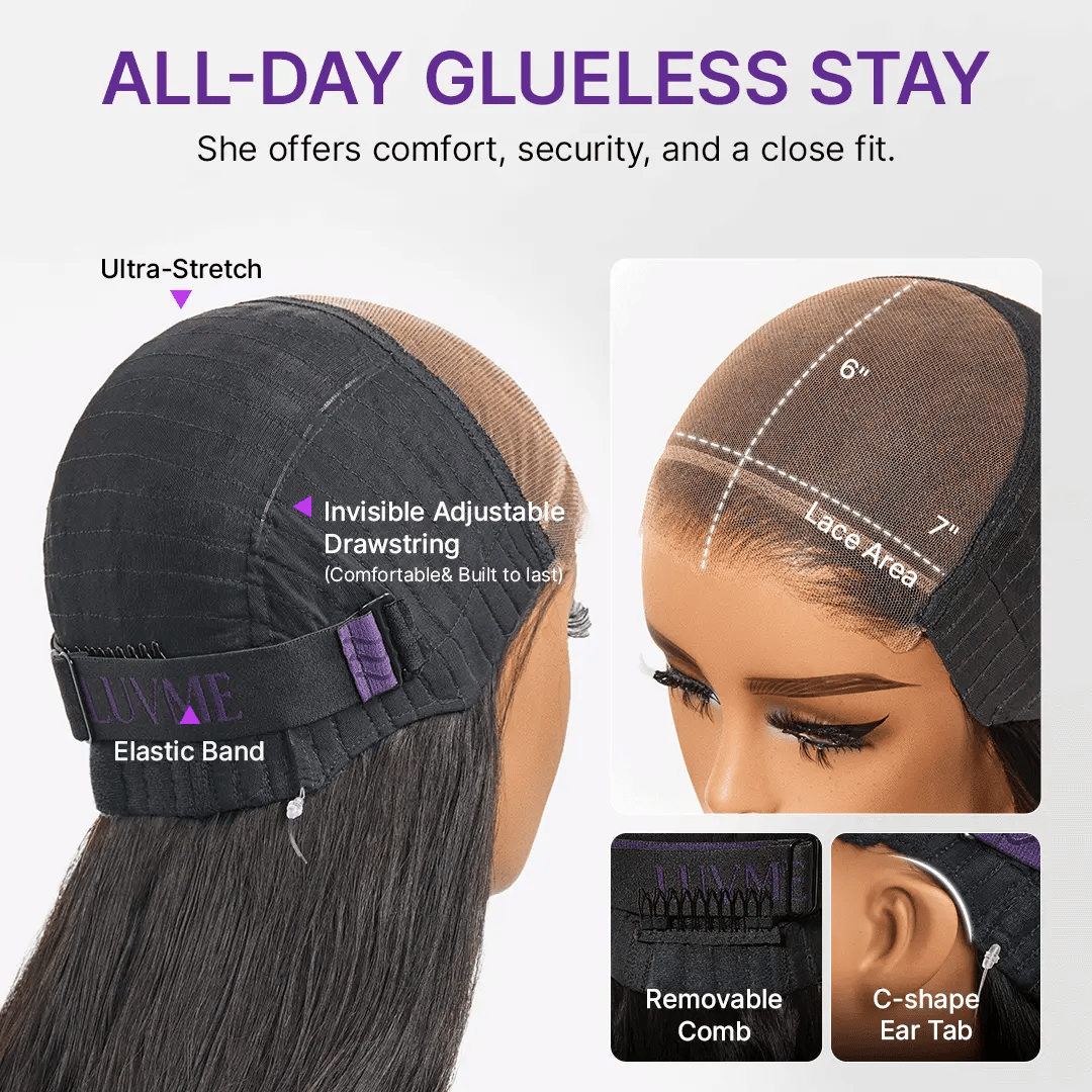 MyOwn-Fit™ PartingMax Glueless Wig 180% Density Loose Body Wave / Light Yaki Straight Ready to Go 7x6 Closure HD Lace Pre Cut & Plucked & Bleached