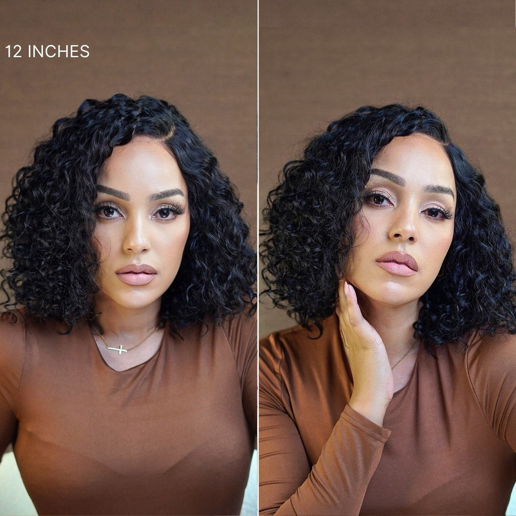 Ready to Go Water Wave Short Curly Bob Wig Glueless Minimalist HD Lace Wig Pre-Cut Lace