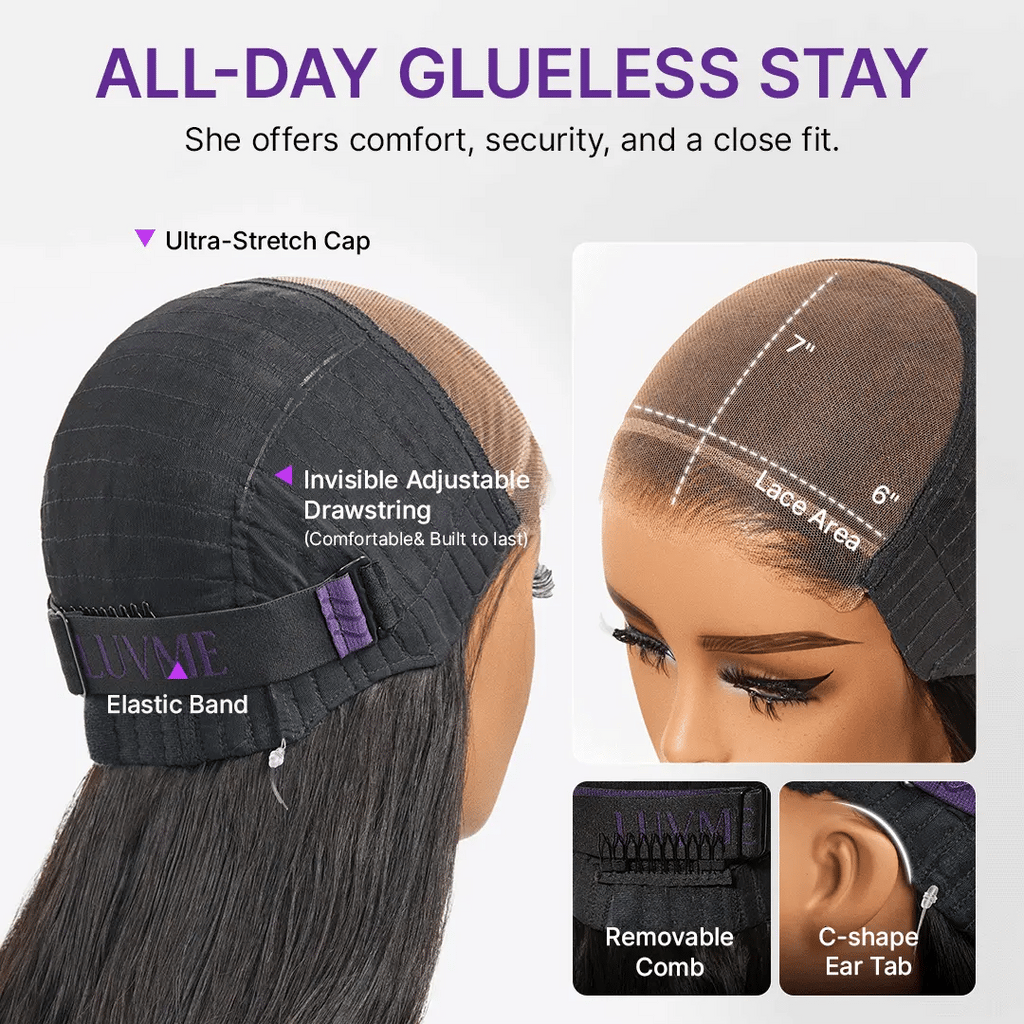 MyOwn-Fit™ PartingMax Glueless Personalized Comfort Wig 250% Density Bone Straight with Baby Hair 7x6 Closure HD Lace Wig Pre Cut & Plucked & Bleached Ready to Go
