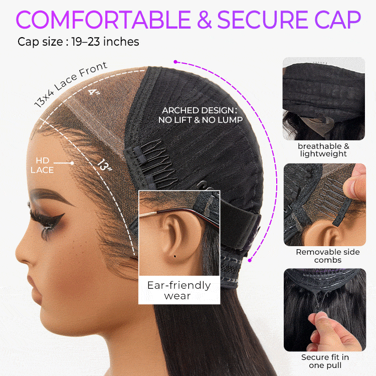 NatureMAX™ 200% Density Glueless 13x4 HD Lace Front Wig Ombre Brown Loose Wave Human Hair Wig Pre-Cut Lace Flexi-Fit Drawstring Cap
