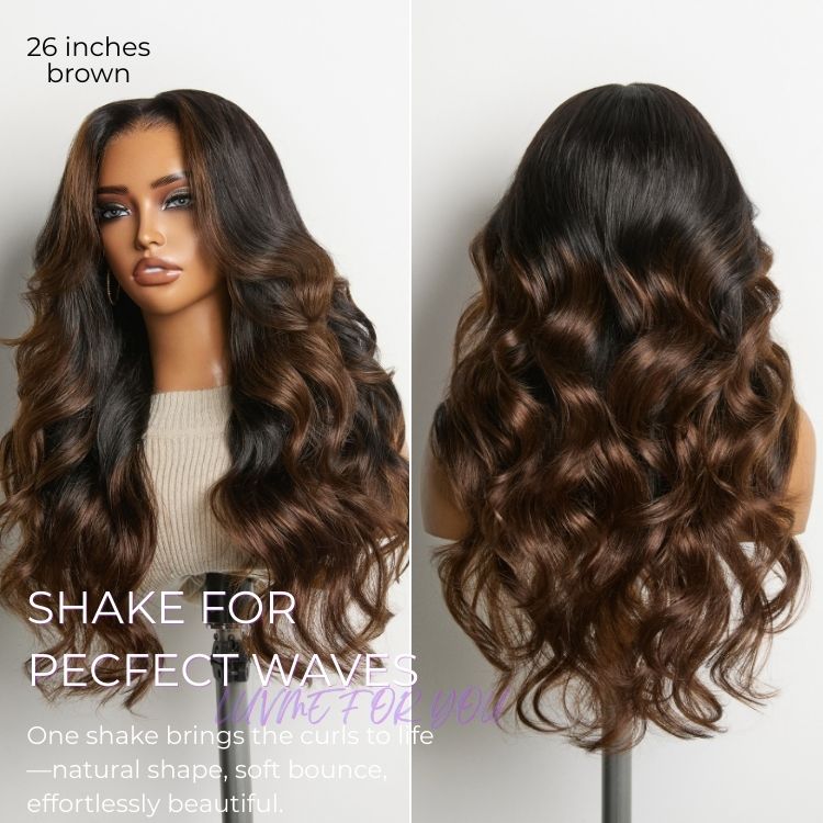 Luvme Hair-NatureMAX™ 200% Density Ombre Brown / Natural Black Loose Wave Glueless 13x6 / 13x4 HD Lace Front Wig Human Hair Pre-Cut Lace Flexi-Fit Drawstring Cap