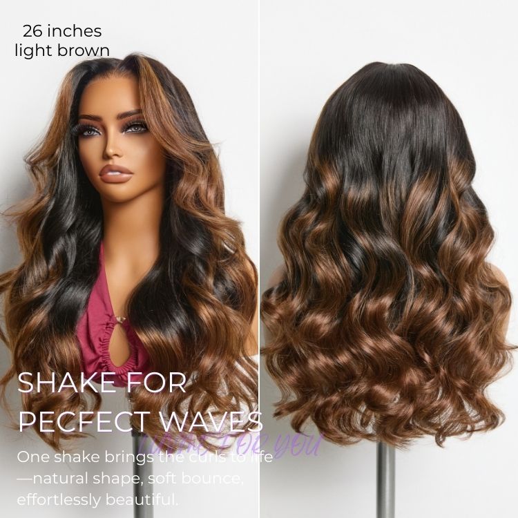 Luvme Hair-NatureMAX™ 200% Density Ombre Brown / Natural Black Loose Wave Glueless 13x6 / 13x4 HD Lace Front Wig Human Hair Pre-Cut Lace Flexi-Fit Drawstring Cap