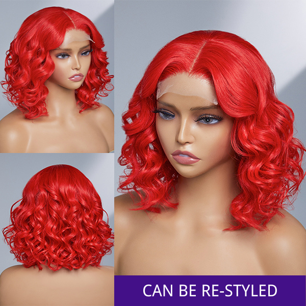 Luvme Fairycore Red Glueless 4x4 Closure Bob Wig 100% Human Hair