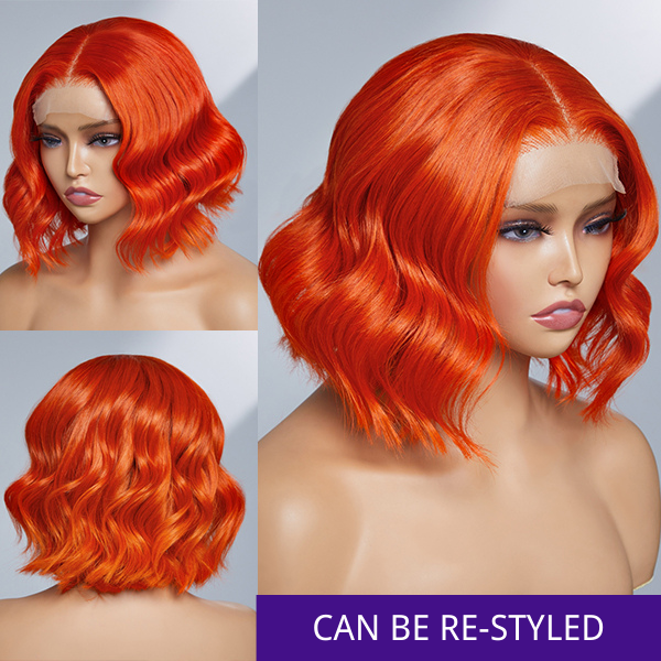Luvme Fiery Orange Glueless 4x4 Closure Bob Wig 100% Human Hair
