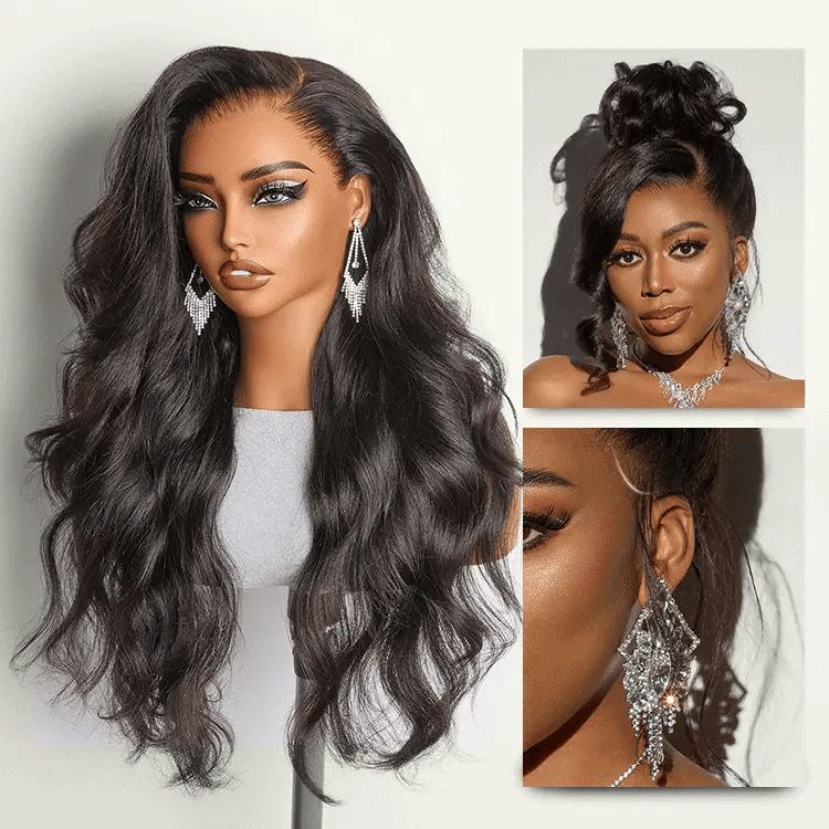 Luvme Hair-NatureMAX™ 200% Density Ombre Brown / Natural Black Loose Wave Glueless 13x6 / 13x4 HD Lace Front Wig Human Hair Pre-Cut Lace Flexi-Fit Drawstring Cap
