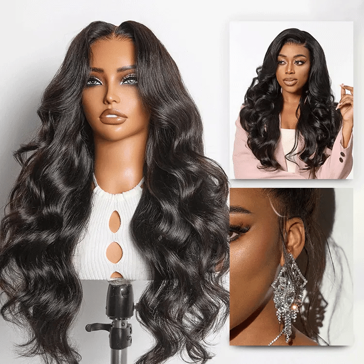 Luvme Hair-NatureMAX™ 200% Density Ombre Brown / Natural Black Loose Wave Glueless 13x6 / 13x4 HD Lace Front Wig Human Hair Pre-Cut Lace Flexi-Fit Drawstring Cap