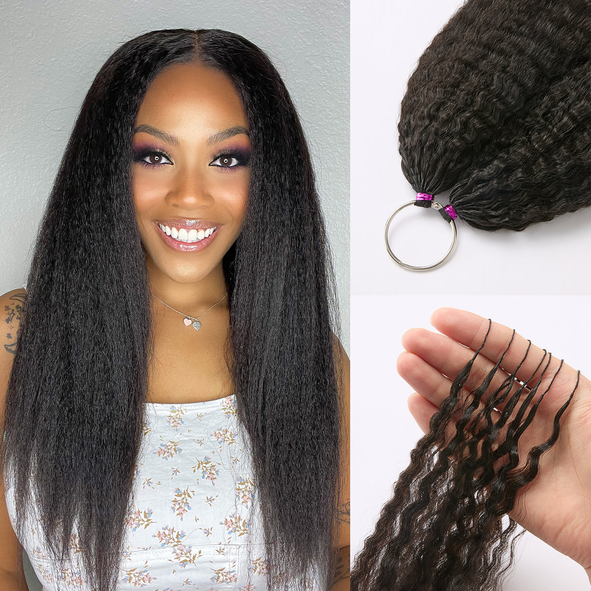 Readitress™ Pre-Separated Feather Crochet Human Hair Extensions Kinky Straight Protective Style with Free Gifts - US Only