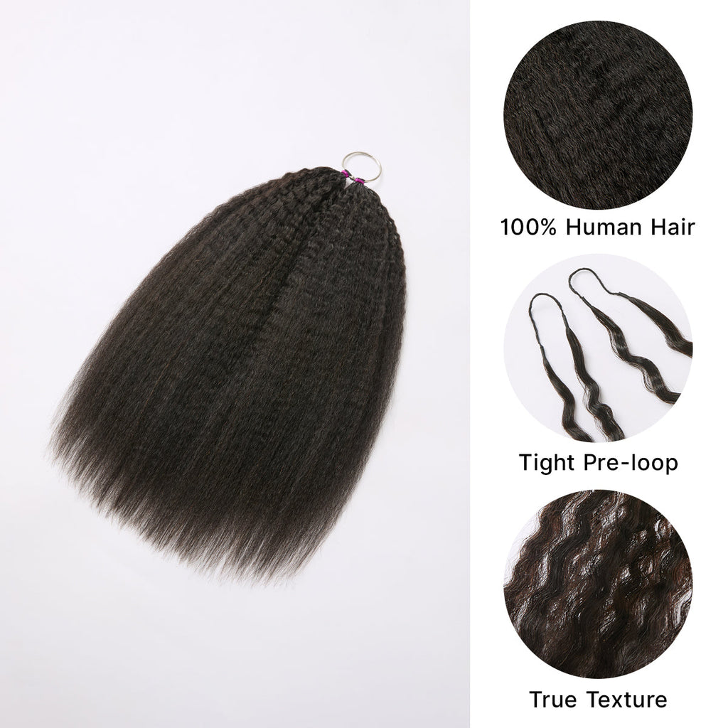 Readitress™ Pre-Separated Feather Crochet Human Hair Extensions Kinky Straight Protective Style with Free Gifts - US Only