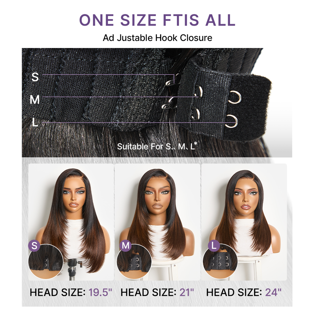 Luvme All-Day Comfort™ Wig 180% Density Butterfly Cut Layered Light Yaki Straight Glueless 7x6 Closure HD Lace Human Hair Wig Pre-Cut Lace