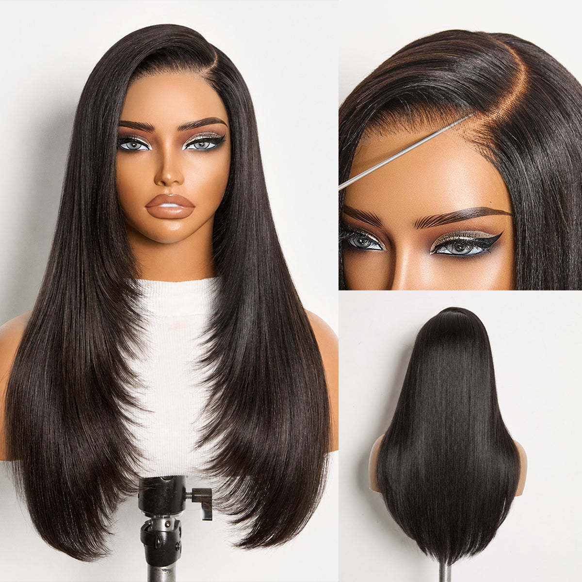 Luvme All-Day Comfort Wig 180% Density Blonde Highlight Butterfly Cut Layered Light Yaki Straight Glueless 7x6 Closure HD Lace Wig Pre-Cut Lace