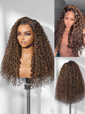 Luvme All-Day Comfort™ Wig PartingMax Brown Highlights Funmi Curly 7x6 Closure HD Lace Glueless Wig Pre Cut Lace