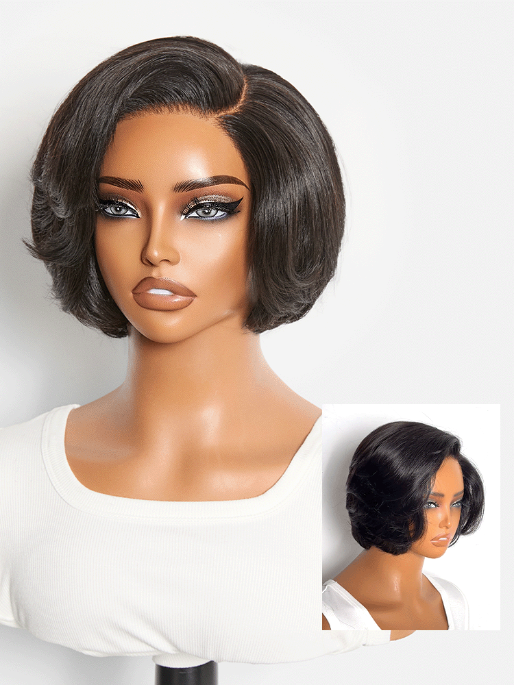 Elegant Natural Black Layered Short Pixie Cut Minimalist HD Lace Wig Pre-cut Lace