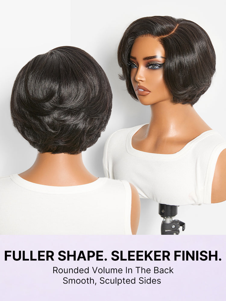 Elegant Natural Black Layered Short Pixie Cut Minimalist HD Lace Wig Pre-cut Lace