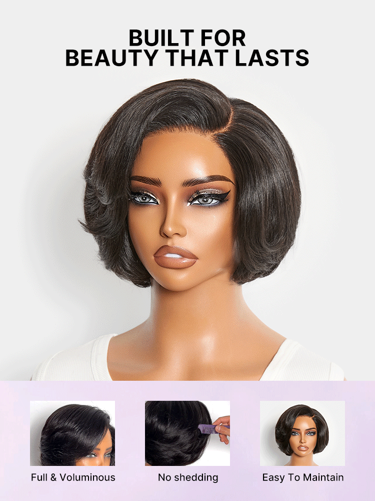 Elegant Natural Black Layered Short Pixie Cut Minimalist HD Lace Wig Pre-cut Lace